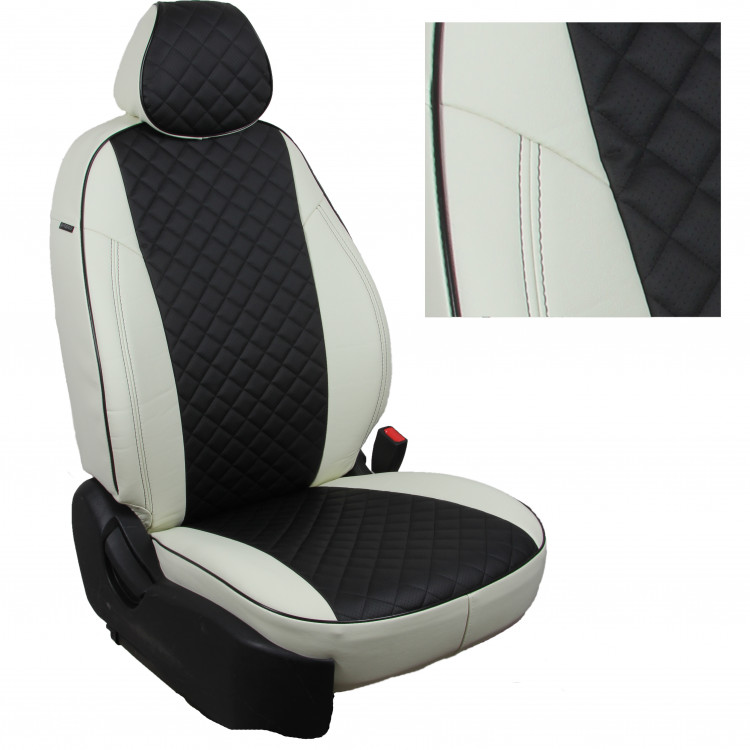 Авточехлы KIA-Sportage III 2010-2016 (Ромб) бел+чер Авточехлы KIA-Sportage III 2010-2016 (Ромб) бел+чер