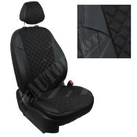 Авточехлы NISSAN-Almera III (G15) деленная 40\60 с 2012- (Ромб-Алькантара) чер+чер