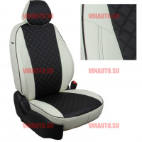 Авточехлы VW- Polo Sd сплошная с 2010 (Ромб) бел+чер