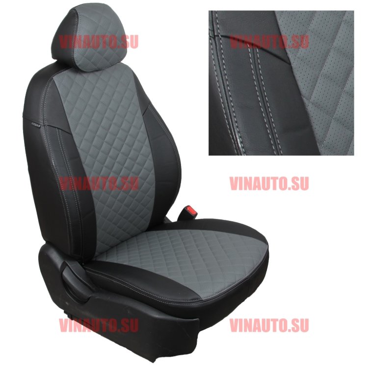 Авточехлы KIA-Ceed с 07-12 (Ромб) чер+сер