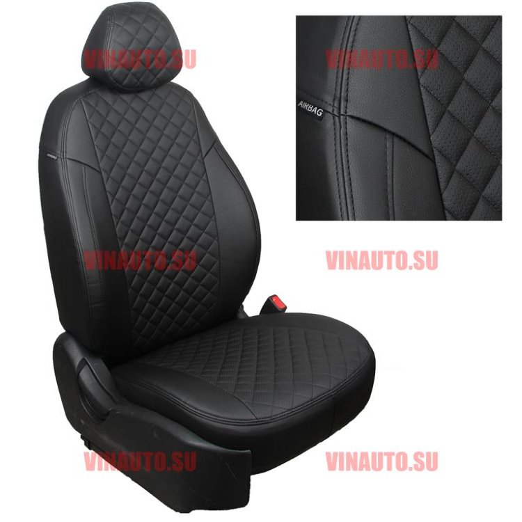 Авточехлы KIA-Sorento II 2009-2020 (Ромб) чер+чер