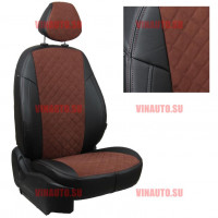 Авточехлы VW- Polo Sd деленная 40\60 с 2010 (Ромб-Алькантара) чер+шоколад
