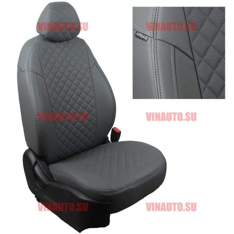 Авточехлы HYUNDAI- Matrix (Ромб) тем.сер+тем.сер 