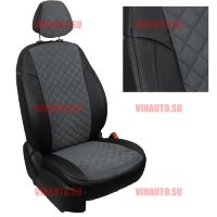Авточехлы FORD-Galaxy II 2006-2015 (Ромб-Алькантара) чер+сер