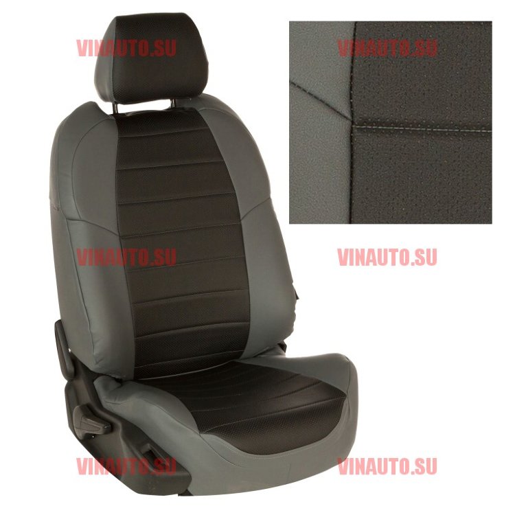 Авточехлы VW- T-5/T-6 (8 мест) рестайлинг с 2009 (Аригон) сер+чер